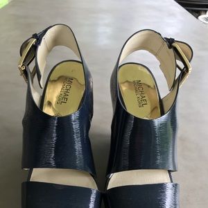 Michael Kors Carla Platform Navy Blue Patent Wedge